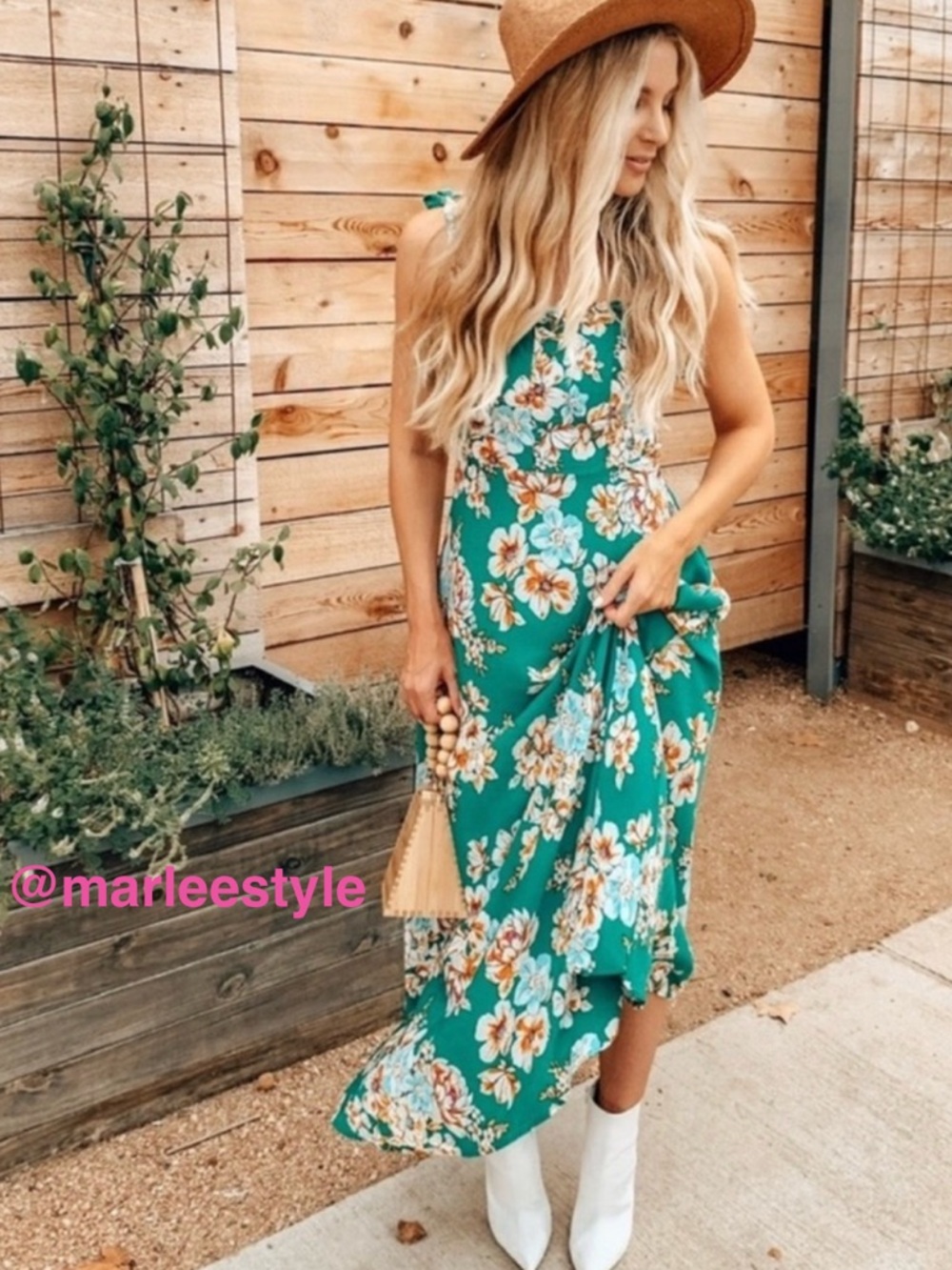 Pink Blush green floral dress size small